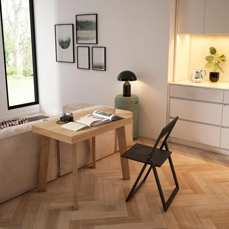 Skraut Home | Ausziehbarertisch | Multifunktionaler ausziehbarer | 220 | Für 10 Gäste | Hölzerne Beine | Moderner Stil | Eiche – Bild 4