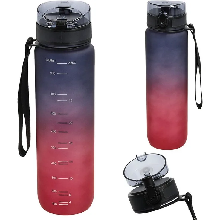 CEPEWA Trinkflasche Trinkflasche 650ml PET PP PE 7x24cm lila pink Handschlaufe Sieb