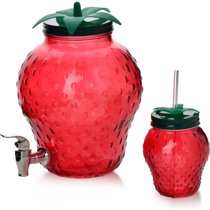 Getränkespender glas Modern Kitchen Erdbeere 4.5l rot 1pc – Bild 2