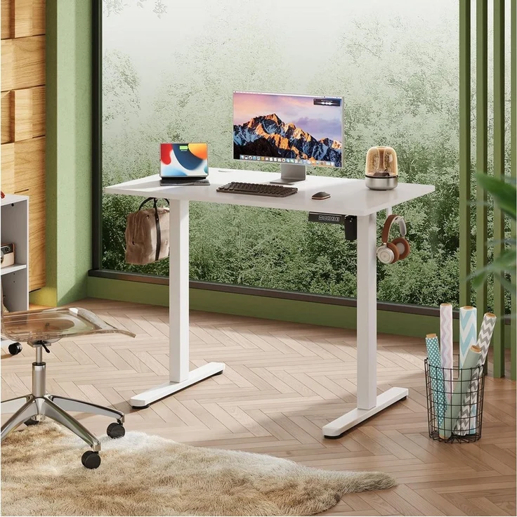 DEVAISE Schreibtisch Höhenverstellbarer Schreibtisch elektrisch 100×60 cm (Höhenverstellung 72–118 cm, Memory-Funktion für 3 Höhen, leise – Bild 2