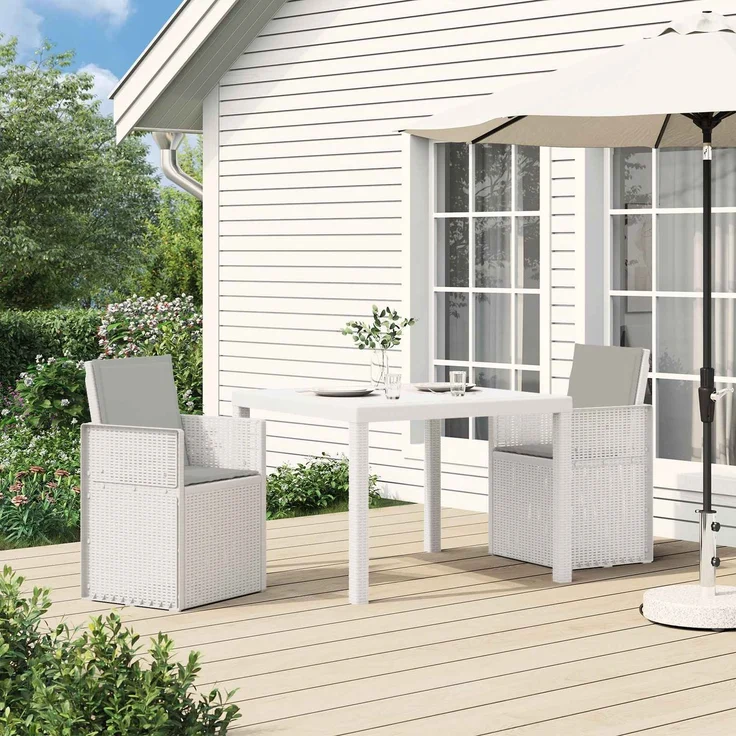 vidaXL Garten Esszimmerstühle 2 pcs Weiß und Hellgrau PP 8000005 – Bild 1