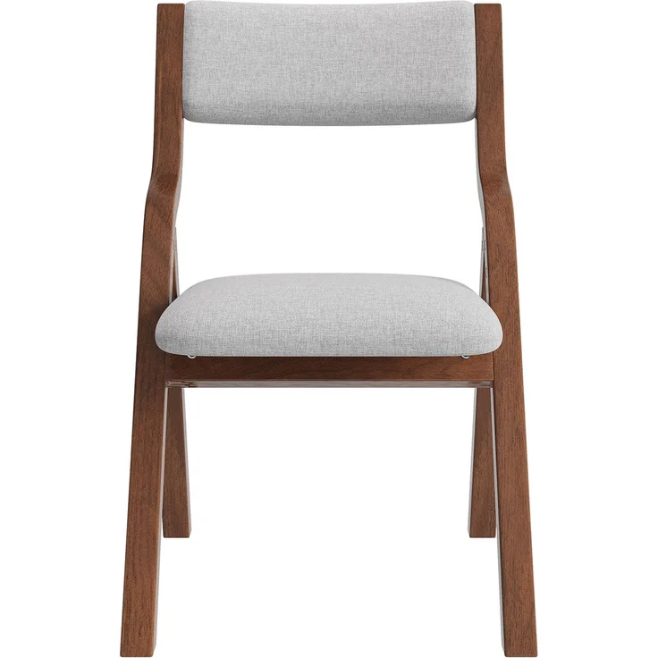 4 klappbare Esszimmerstühle, Esszimmerstühle aus Massivholz, bequem und atmungsaktiv, faltbar und verstaubar, geeignet für Esszimmer, Wohnzimmer, Café, moderner Stil, Leinen, Grau – Bild 12