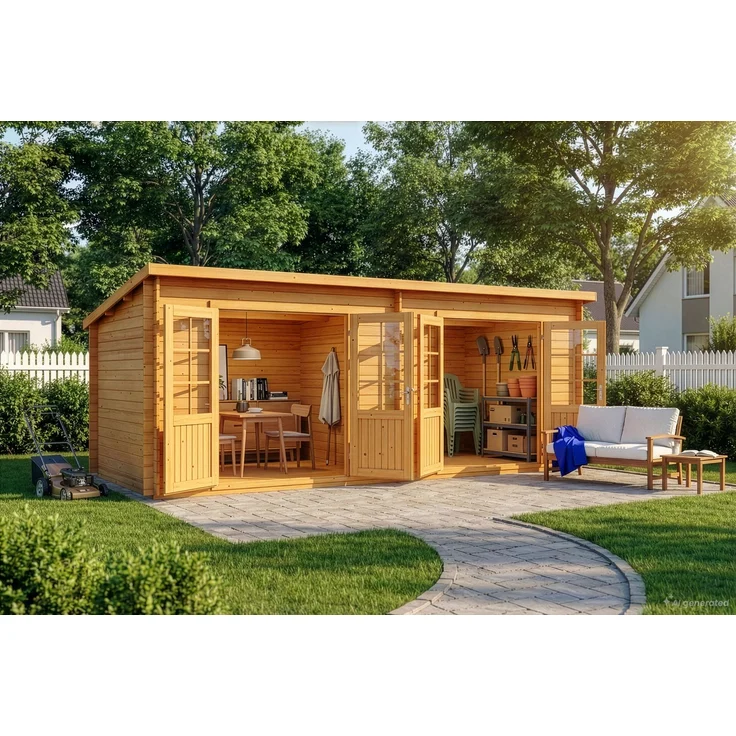 Alpholz Gartenhaus Maria Twin Gartenhaus aus Holz in Pinie Holzhaus mit 28 mm Wandstärke Blockbohlenhaus mit Montagematerial – Bild 1
