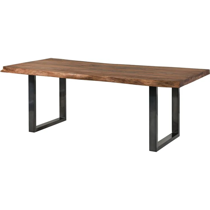 Baumtisch Sheesham 180x90x77 grau gebeizt / U-Beine anthrazit glänzend FREEFORM 5
