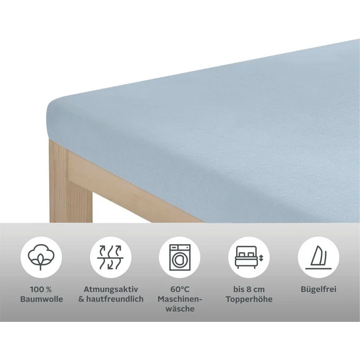 OTTO home Spannbettlaken Physalis Topper COMFORT, Jersey, Gummizug: rundum, (1 Stück), Baumwolle, Matratzen bis 10 cm Höhe, Bettlaken, Spannbetttuch, Laken – Bild 1