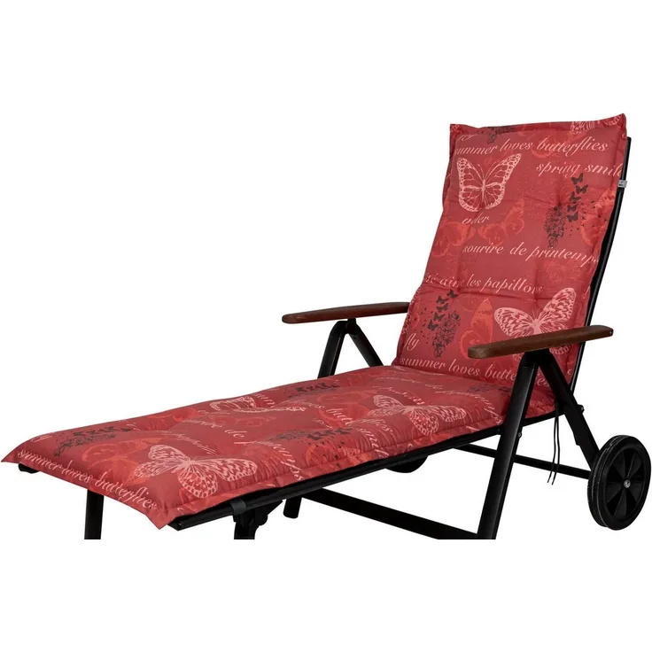 KETTtex Liegenauflage Rollliege Bali 2386 rot Schmetterlinge 193 x 60 x 8 cm KETTtex, (1 St), Halteband verstellbar mit Bindebändern Klettband