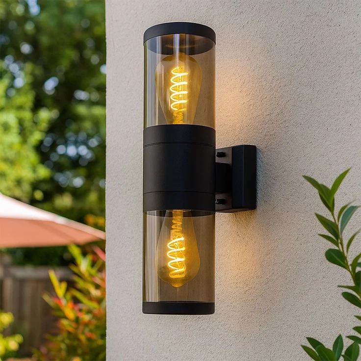 Wandleuchte, Up & Down, Edelstahl, schwarz, rauch, H 38 cm – Bild 2