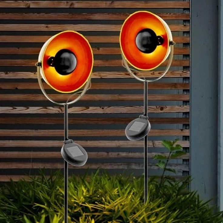 LED Solarleuchte, Erdspieß, Stahl, schwarz-orange, Höhe 61 cm – Bild 5
