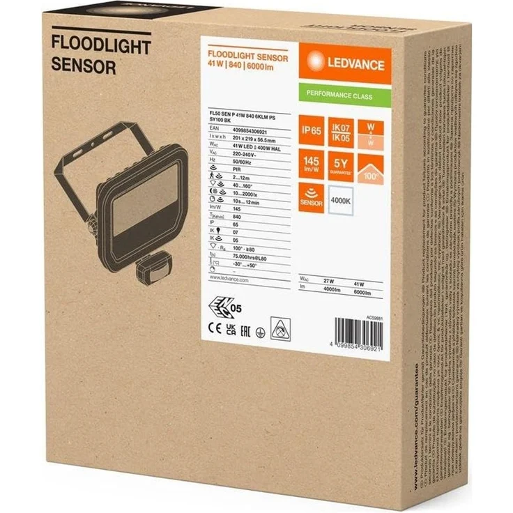 LEDVANCE FLOODLIGHT SENSOR FL 50 SN P 41W 6KLM 840 PS SY100 BK – Bild 2