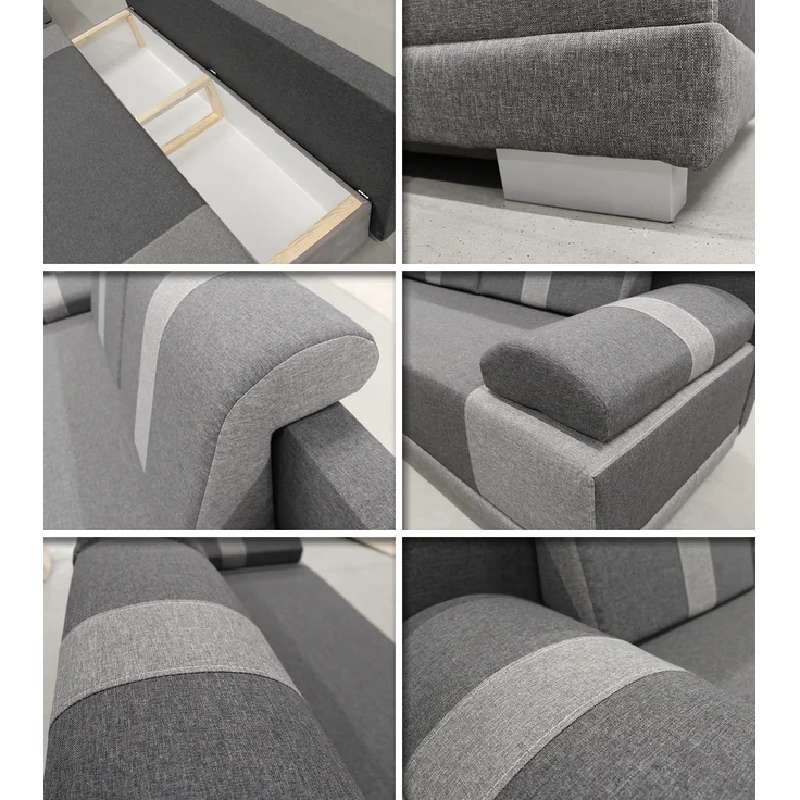 Sofa mit Schlaffunktion Imola - Schlafsofa mit Bettkasten, Couch, Bettsofa, Polstersofa, Klappsofa, Sofagarnitur (Grau (Sawana 05 + Sawana 21)) – Bild 4