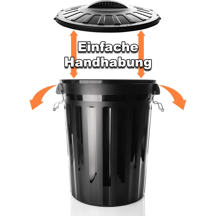 BigDean wetterfeste Universaltonne mit Deckel Schwarz und 2 Tragegriffen + Clip Verschluss auch als Mülltonne – Regentonne und Futtertonne geeignet für Indoor + Outdoor geeignet - Made in Europe – Bild 5