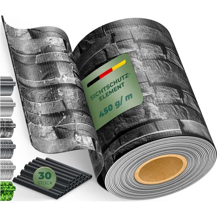 KESSER® PVC Sichtschutzstreifen Sichtschutz Rolle Doppelstabmatten Zaun Blickdicht | Wetterfest und Windschutz | Zaunfolie Sichtschutz Garten Gartenzaun 70 m, Schiefer - Anthrazit