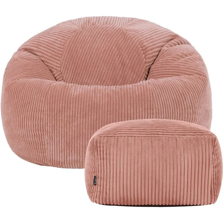 Icon Kingston Sitzsack mit Hocker Cord, Rosa, Sitzsack Erwachsene mit Füllung, Bean Bag, Cord Sessel, Lounge Sessel, Lounge Stuhl, Schlafzimmer, Wohnzimmer, Wohnzimmer Möbel – Bild 4