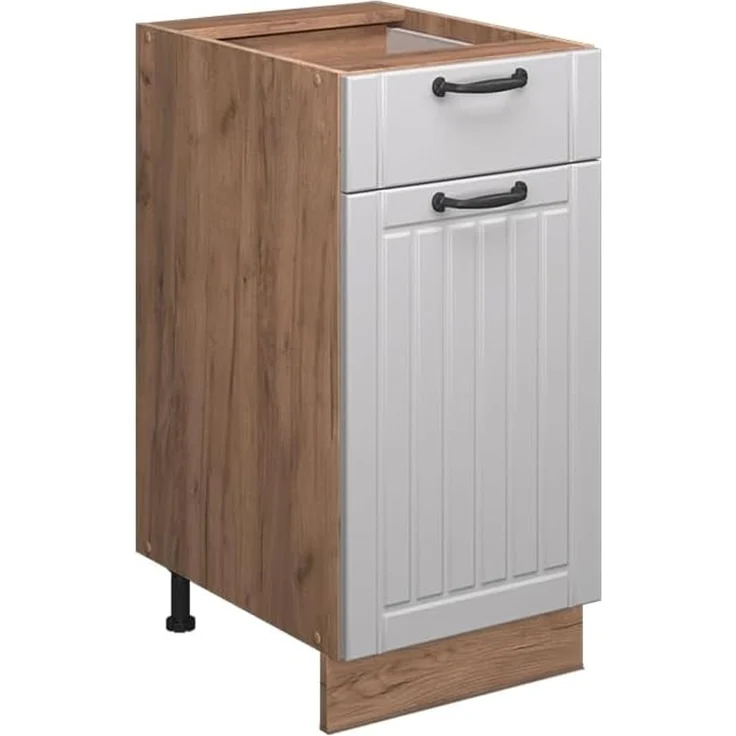 Küchenunterschrank Fame-Line Weiß Landhaus 40 cm , AP Eiche Vicco – Bild 1