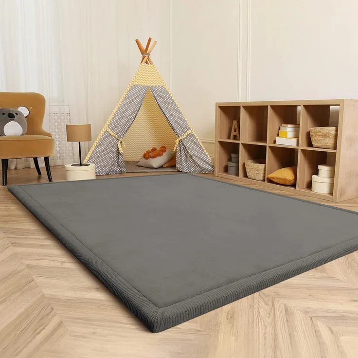 Paco Home Teppich Kinderzimmer Kinderteppich Baby Spielteppich Krabbeldecke Krabbelmatte Weich rutschfest Jungen Mädchen Deko, Grösse:160x220 cm, Farbe:Grau
