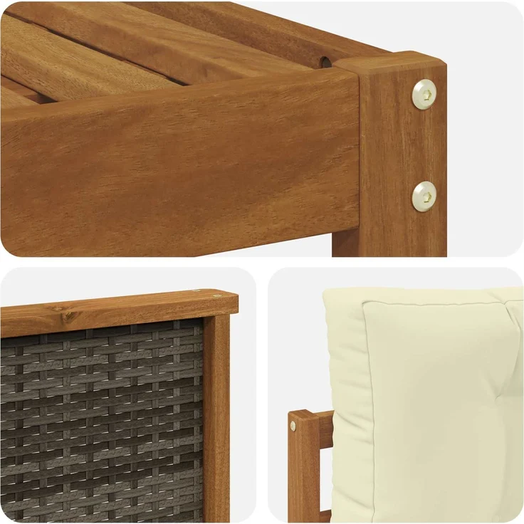 vidaXL Outdoor-Sofagarnitur 7 stk. 7-Sitzer Natur und Creme 3382738 – Bild 6