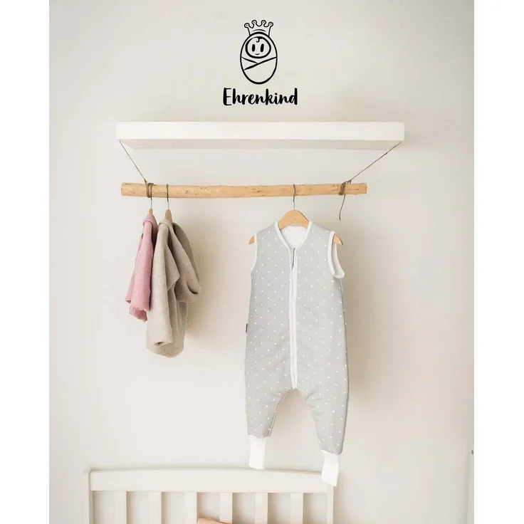 Ehrenkind® Babyschlafsack | Schlafsack mit Füßen 2.5 TOG | Bio-Baumwolle | Ganzjahres Schlafsack Baby Gr. 100 Farbe Jeansblau Tropfen | Oeko-Tex | Schlafsack winter und Sommer Schlafsack Kinder – Bild 7
