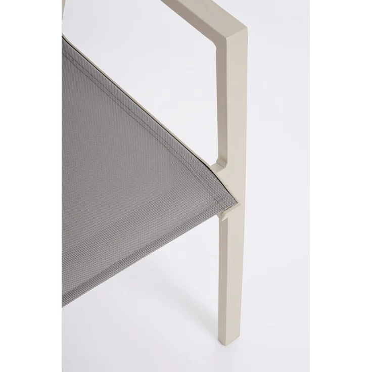 Gartenstuhl Norik aus Aluminium und Textilene, modern, stapelbar mit Armlehne, beige Pelikan – Bild 7