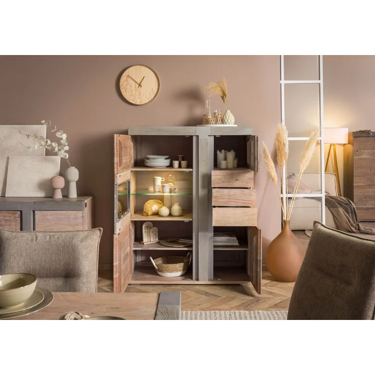 Highboard Akazie 110x45x142 beige lackiert Amsterdam #105 – Bild 5