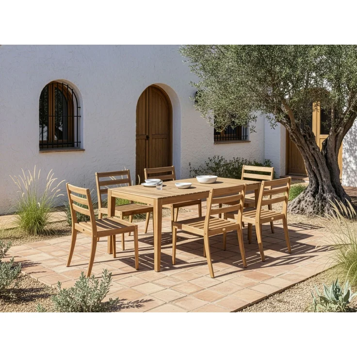 Gartentisch CHIOGGIA 90 cm 180 cm zertifiziertes Akazienholz Hellbraun – Bild 3