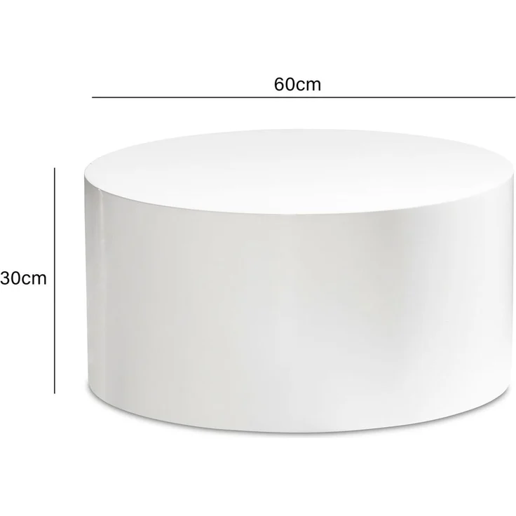 Couchtisch MONOBLOC 60x60x30cm Weiß Hochglanz Rund Modern – Bild 4