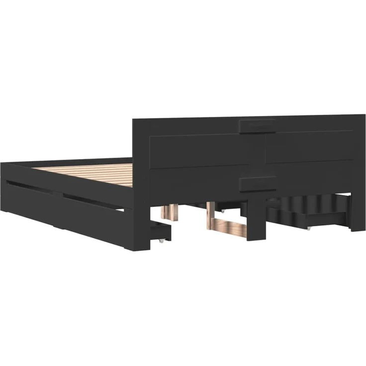 vidaXL Bettgestell mit Kopfteil ohne Matratze Schwarz 160x200 cm 3295549 – Bild 7