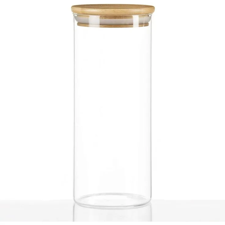 Dimono Vorratsglas DIMONO Vorratsglas mit Bambusdeckel – Borosilikatglas Aufbewahrung, Borosilikatglas, (Glasbehälter), Aufbewahrungsglas
