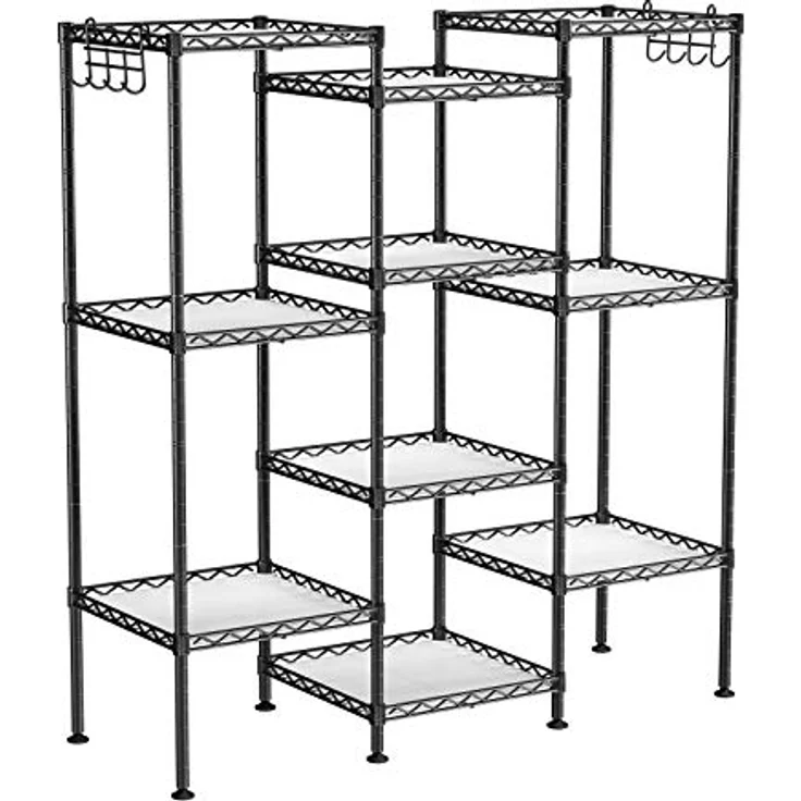 Calicosy Schwarzes Metallregal mit verstellbarem Ablagegitter - L30 x H121 cm - Schwarz – Bild 8