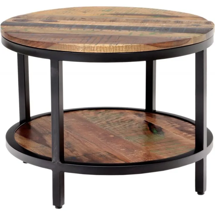 Runder Couchtisch Retro 60x45x60 aus recyceltem Holz