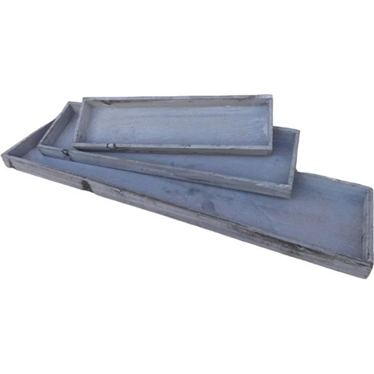 Deko-Impression Dekotablett Dekoratives Tablett-Set 3 Stück Holz grau shabby 60 x 15 cm (3 St) – Bild 3
