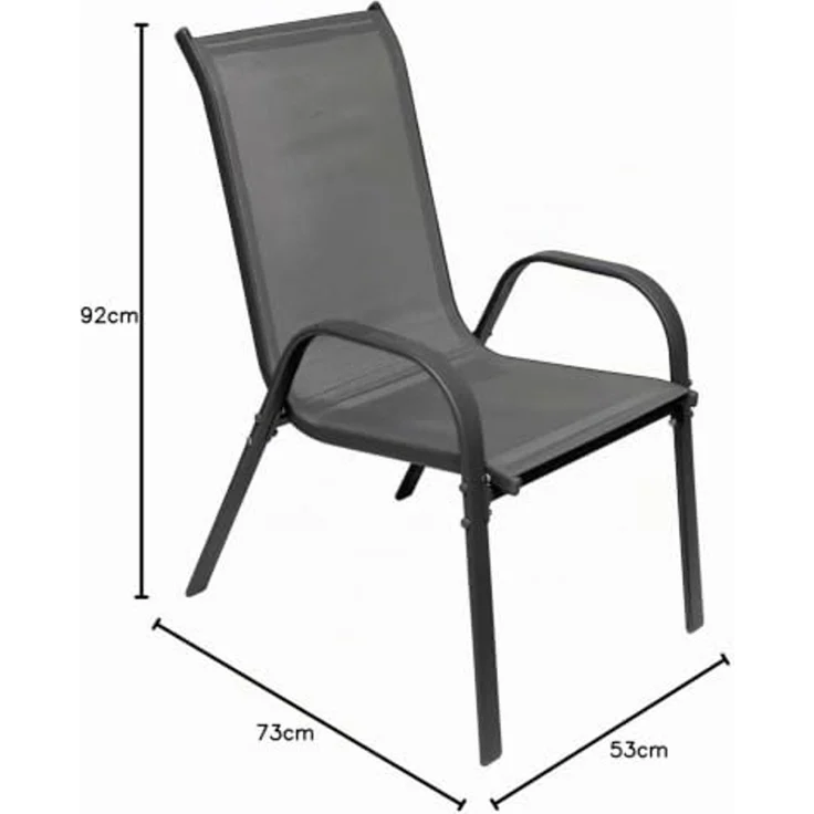 Outdoorstuhl Gartenstuhl Stapelstuhl Metall Textilen Anthrazit – Bild 2
