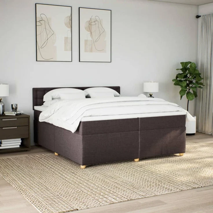 vidaXL Boxspringbett mit Matratze Dunkelbraun 200x200 cm Stoff 3289104 – Bild 4