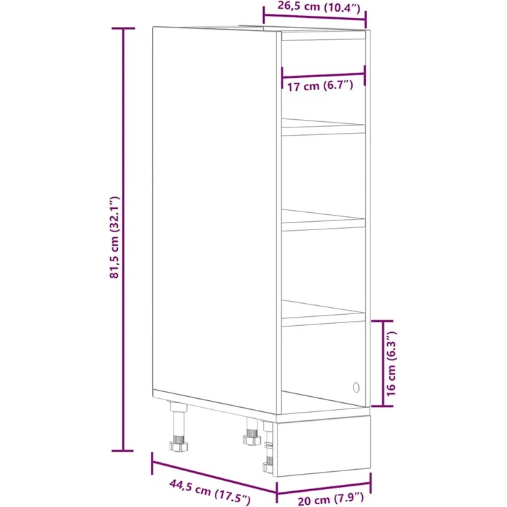 vidaXL Unterschrank Riga Betongrau 20x44,5x81,5 cm Holzwerkstoff 854187 – Bild 8