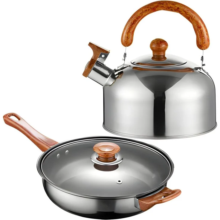 Retoo Topf-Set Kochtopf Set 11-teilig für Induktion & Gas mit Pfanne und Wasserkocher, Edelstahl (Kochgeschirr-Set, 11-tlg, 11-teiliges Kochgeschirr-Set), Für Induktion und Gas geeignet, Antihaftbeschichtung – Bild 4