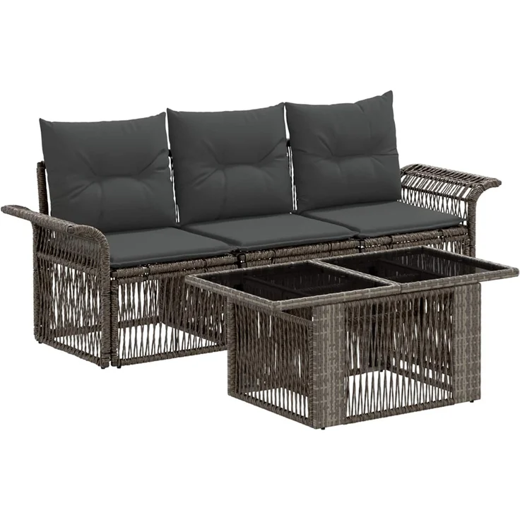 vidaXL Gartensofa-set 4 stk. Grau und Dunkelgrau Poly-Rattan 3436586 – Bild 2