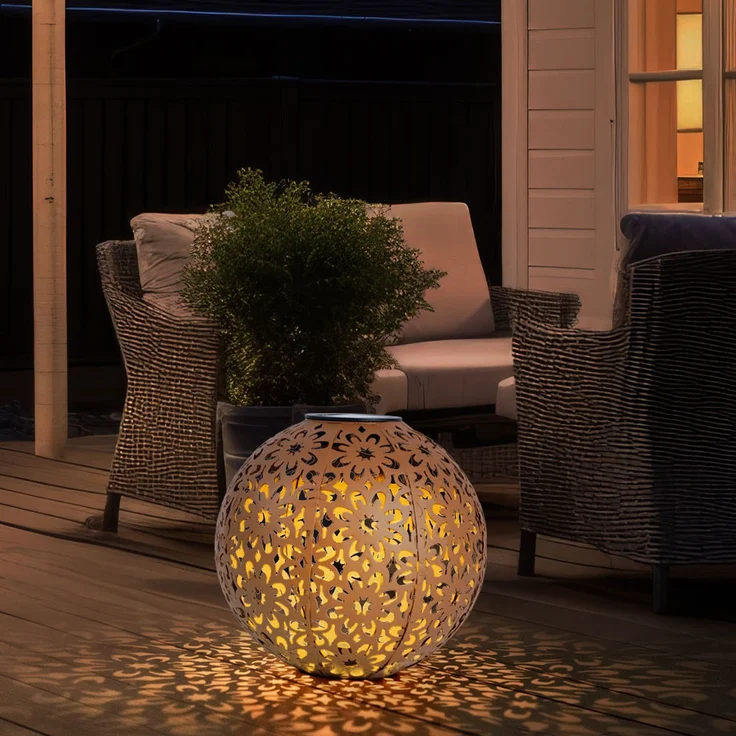 LED Solarleuchte, Dekorgeflecht-Kugel, D 20 cm – Bild 8