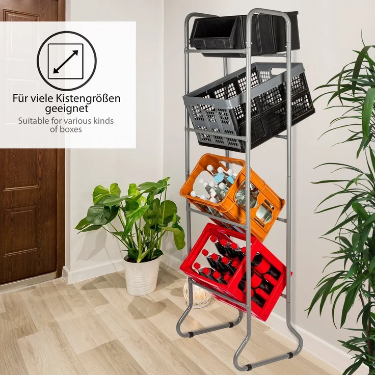 ONVAYA® Universal Kastenständer | 1 Stück | 4 Etagen Kastenregal | Flaschenkastenregal | Getränkekistenregal | Kastenhalterung | Getränkeregal | Kistenregal | Flaschenkastenständer | Kistenhalter – Bild 2
