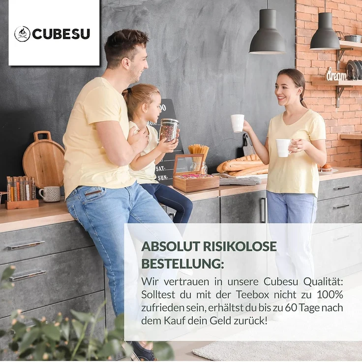 Cubesu Teebox Premium Holz Teebeutelbox Teekiste Teebeutel Box, Bambus, 12 Fächer mit Sichtfenster & Schublade – Bild 7