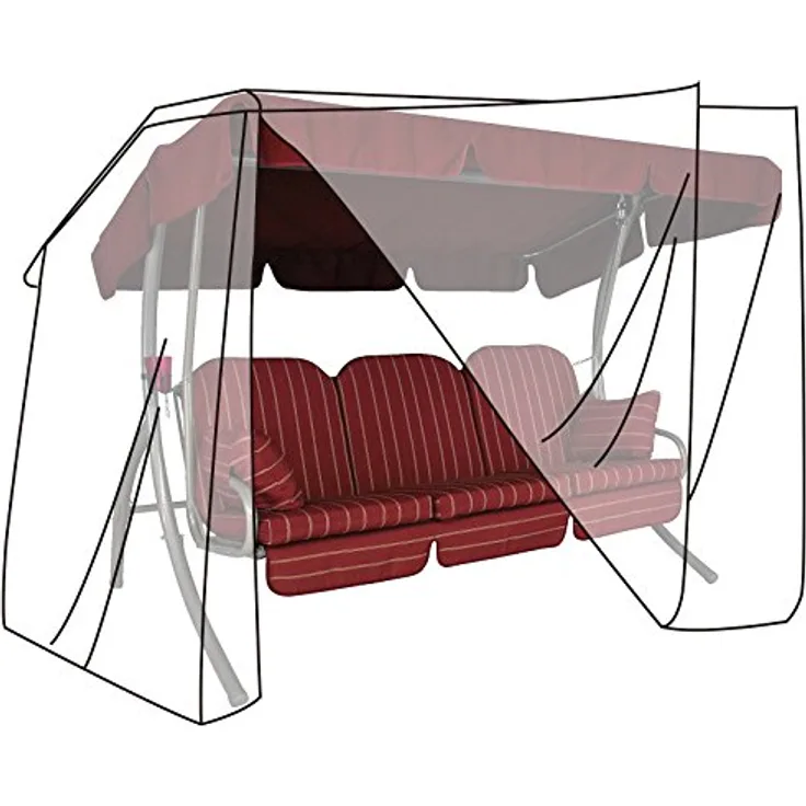 Woltu Gartenmöbel-Schutzhülle, transparente Abdeckplane für Hollywoodschaukel, wetterfest, UV-beständig, inkl. Kordelzug, 150 x 215 x 150 cm