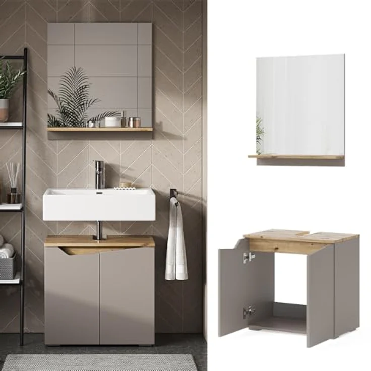 Badmöbel-Set Marelle Greige 2 Teile Vicco – Bild 5