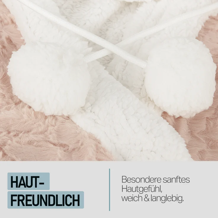 Bestlivings Kuscheldecke mit Kapuze 130 x 180 cm in Rose für Kinder und Erwachsene, TV-Decke, Sherpa Decke in Felloptik – Bild 4