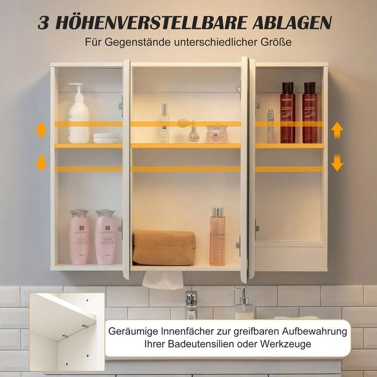 Thanaddo Badezimmerspiegelschrank Badezimmerspiegelschrank mit LED-Dreifarblicht – verstellbar – Bild 4