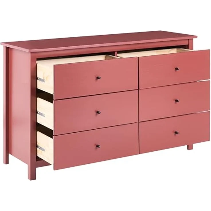 Kommode mit 6 Schubladen BARCALDINE Kiefernholz Burgunderrot – Bild 4