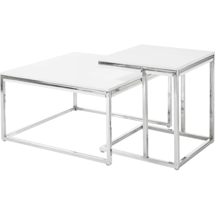 Satztisch >Reno< in weiß, MDF und Metall - 70x50x70cm (BxHxT) – Bild 4