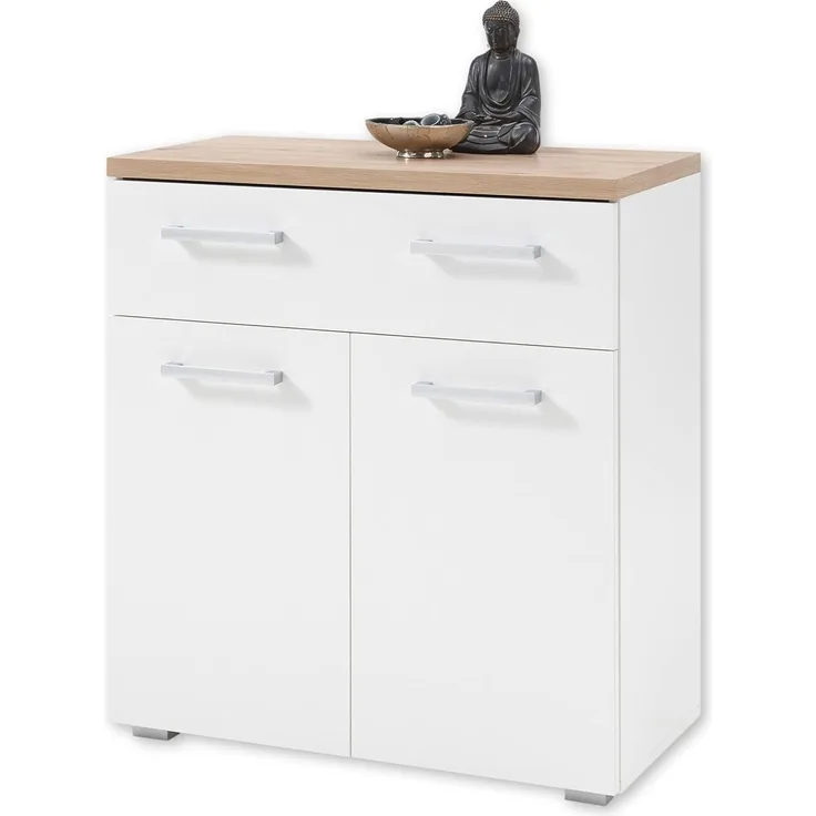 GOMERA Schuhschrank in Weiß, Artisan Eiche Optik - Modernes Schuhregal mit viel Stauraum für Ihre Schuhe - 78 x 85 x 38 cm (B/H/T)