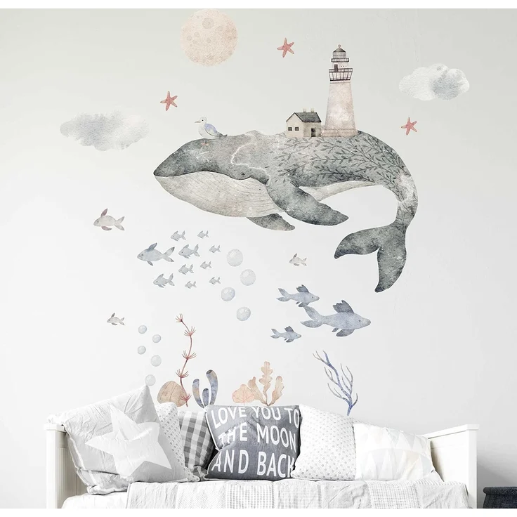 WANDKIND Wandtattoo Wal V402 mit Fischen, wieder ablösbar – Bild 3