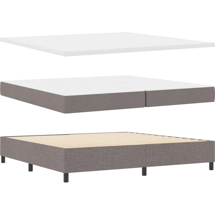 vidaXL Boxspringbett mit LED-Lichtleisten Taupe 200 x 200 cm Stoff 3342820 – Bild 1