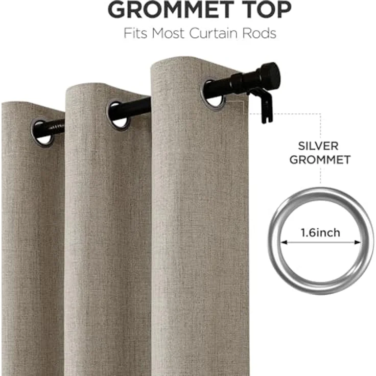 Joydeco Verdunkelungsvorhänge, 244 cm lang, 2 Paneele, Burgrot, Raumverdunkelungsvorhänge für Schlafzimmer, 100% verdunkelnde, strukturierte Thermovorhänge, Sichtschutz, 2 Paneele Set (B 132 x L 244 – Bild 5
