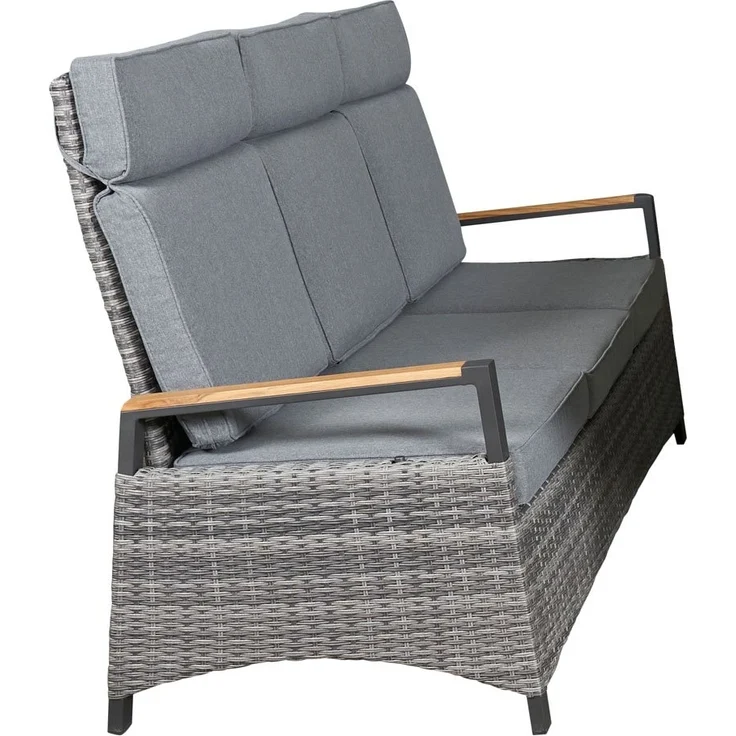 Gartensofa Keramo Teak, Rattan, Grau, 205 x 110 x 74 cm – Bild 1