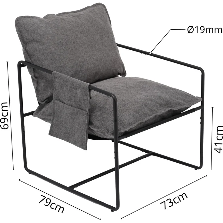 Albatros Designer Vintage Sessel Breston, hochwertiger Stoff Bezug in Grau, sehr bequem, Relaxsessel Loungesessel für Wohnzimmer, Schlafzimmer oder als Fernsehsessel – Bild 6